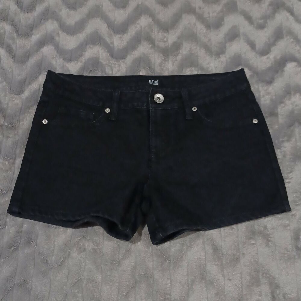 Ana Womens Size 6 Black Cotton Blend Denim Jean Shorts